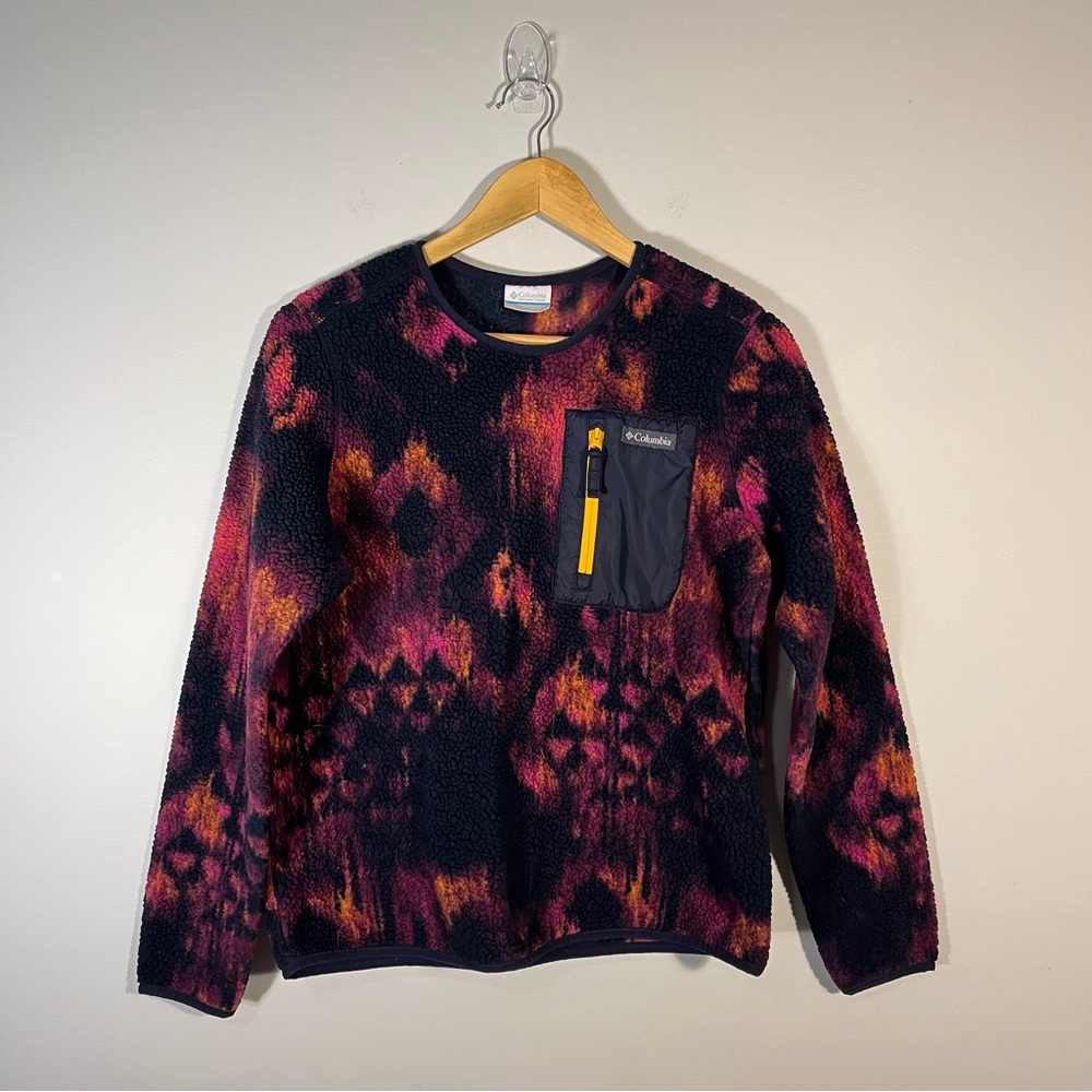 Columbia West Bend Sherpa Fleece Crew Dark Nocturnal Folk Blur Large